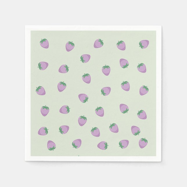 Guardanapo De Papel Padrão de Morangos Roxos (Frente)