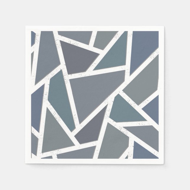 Guardanapo De Papel Padrão de mosaico de cinza azul (Frente)