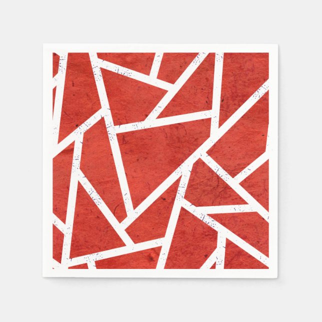 Guardanapo De Papel Padrão de mosaico vermelho e branco (Frente)