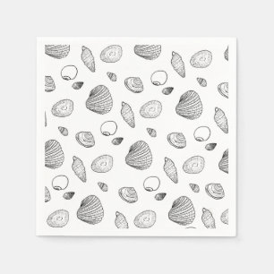 Guardanapo De Papel Padrão de na moda preto e branco de conchas
