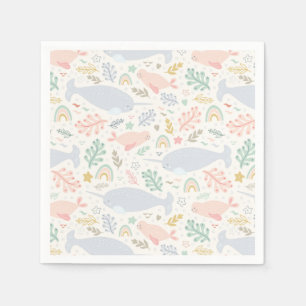 Guardanapo De Papel Padrão de Narwhal e Seal de Aquarela