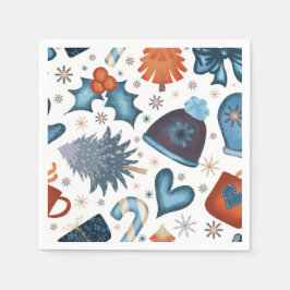 Guardanapo De Papel Padrão de Natal da Aquarela Festiva