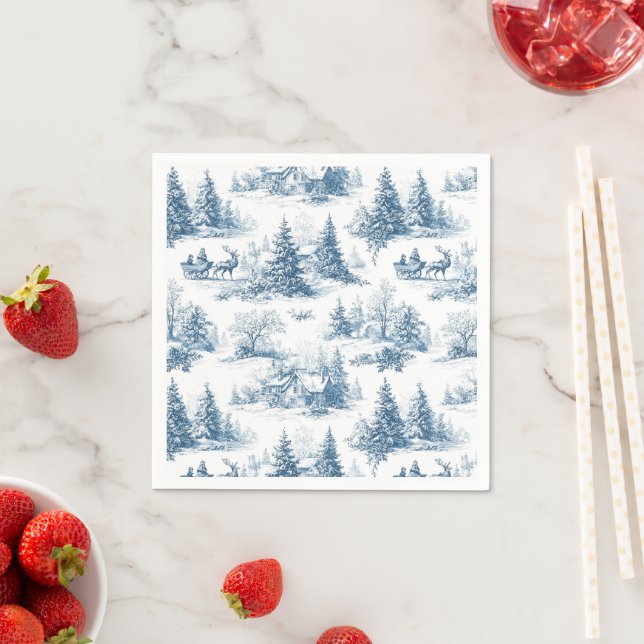 Guardanapo De Papel Padrão de Natal em Toile Azul  (Insitu)