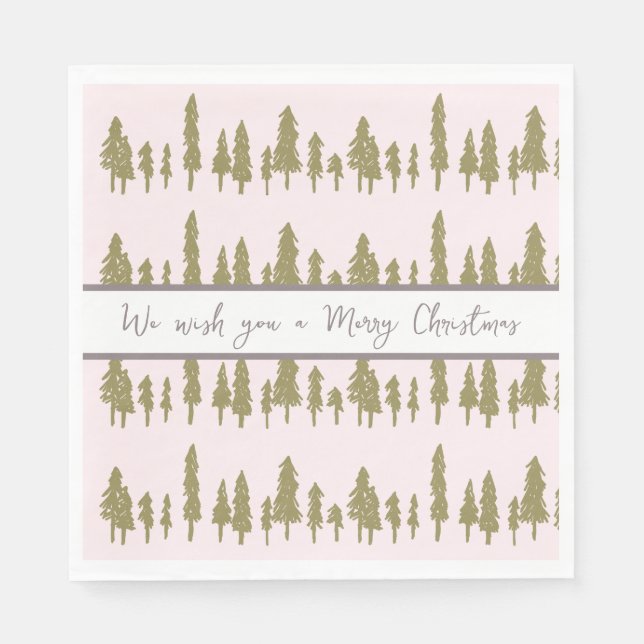 Guardanapo De Papel Padrão de Natal Rosa Simples e Magenta (Frente)