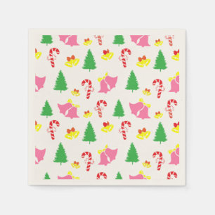 Guardanapo De Papel Padrão de Natal Verde Rosa Moderno