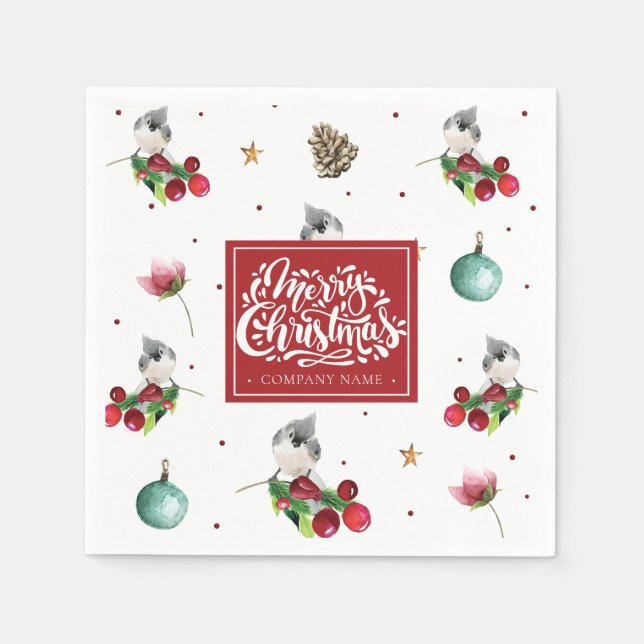 Guardanapo De Papel Padrão de Natal Winter Bird Personalised Company (Frente)