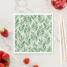Guardanapo De Papel Padrão de Natureza Elegante Salvia e Folha de Oliv