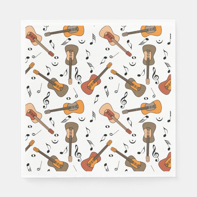 Guardanapo De Papel Padrão de Notas de Música de Violão (Frente)