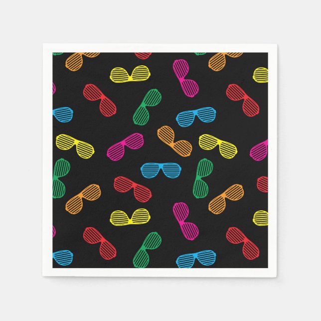 Guardanapo De Papel Padrão de óculos de sol clássicos neon (Frente)