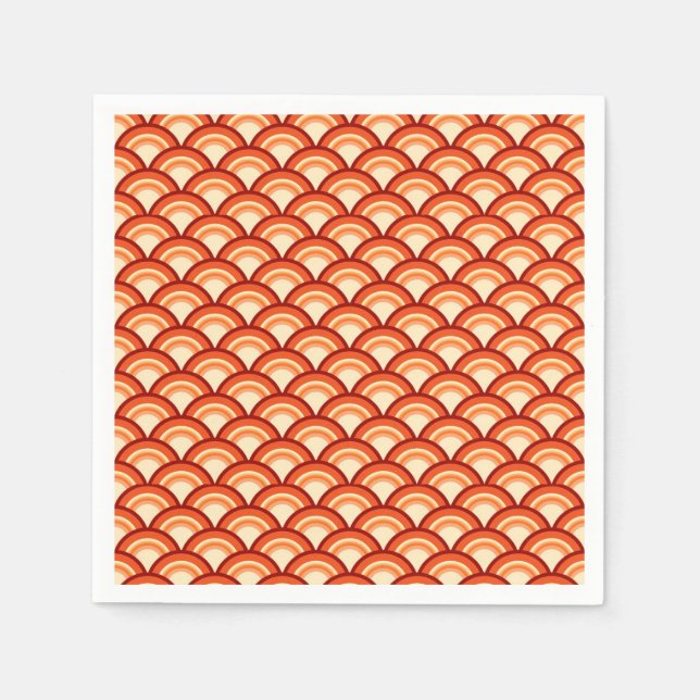 Guardanapo De Papel Padrão de onda Art Deco - laranja tangerina (Frente)