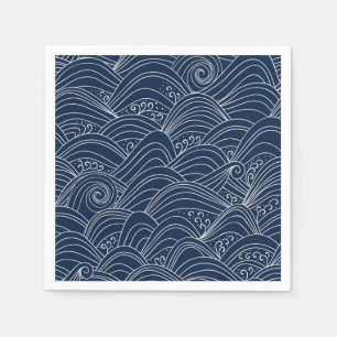 Guardanapo De Papel Padrão de onda japonês motif azul escuro branco