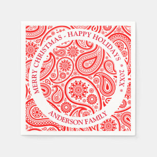 Guardanapo De Papel Padrão de paisley de vinhedo vermelho e branco