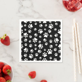 Guardanapo De Papel Padrão de patas, impressões de pata, preto e branc
