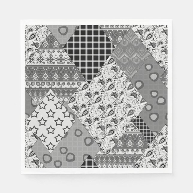 Guardanapo De Papel Padrão de Patchwork da cinza (Frente)