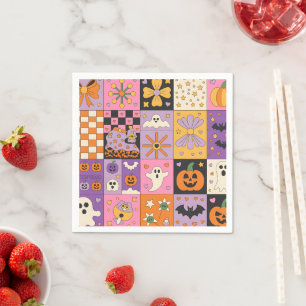 Guardanapo De Papel Padrão de Patchwork do Halloween - Quadrados Festi