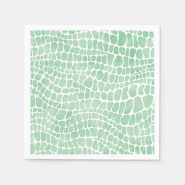 Guardanapo De Papel Padrão de Pele Crocodilo de Aquarela Verde