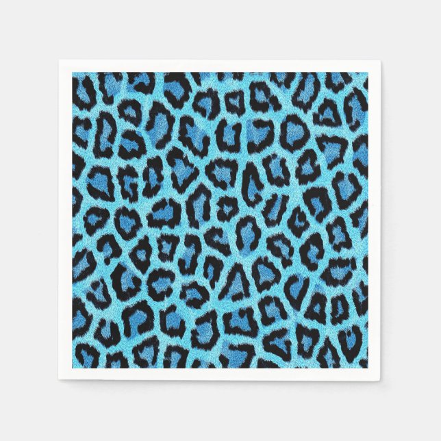 Guardanapo De Papel Padrão de Peles de Leopardo Azul (Frente)
