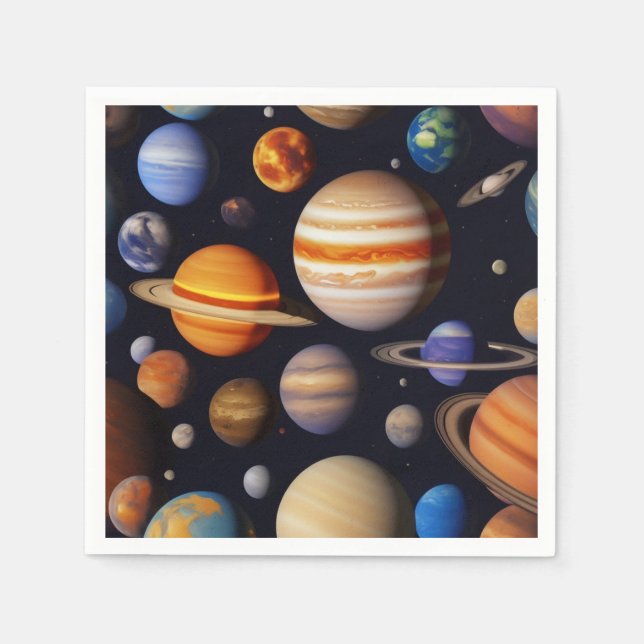 Guardanapo De Papel Padrão de Planetas (Frente)