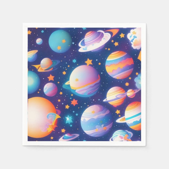 Guardanapo De Papel Padrão de planetas das estrelas e (Frente)