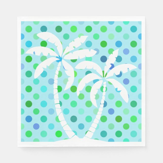 Guardanapo De Papel Padrão de Polkadots Verde limão Azul Turquesa Aqua (Frente)