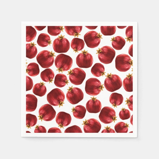Guardanapo De Papel Padrão de Pomegranato de Aquarela (Frente)