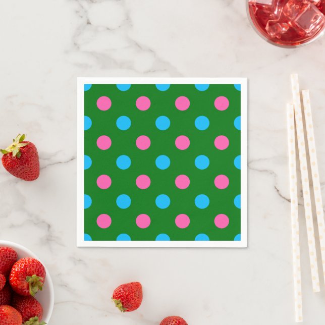 Guardanapo De Papel Padrão de Pontos Verde Rosa Azul (Insitu)