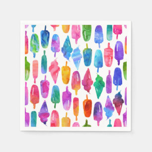 Guardanapo De Papel Padrão de Pop de gelo do Sorvete de Aquarela arco-