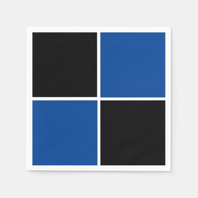Guardanapo De Papel Padrão de quadrado preto e azul legal protetor de  (Frente)