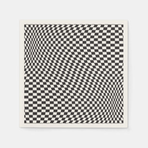 Guardanapo De Papel Padrão de Quadro de Verificação Preto e Branco Ver