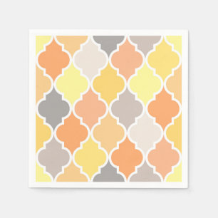 Guardanapo De Papel Padrão de quatrefoil amarelo, laranja e cinza