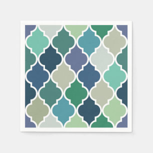 Guardanapo De Papel Padrão de quatrefoil azul, verde e turquesa