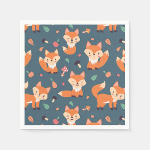 Guardanapo De Papel Padrão de Raposa Laranja-Coca-branca