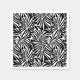 Guardanapo De Papel Padrão de repetição de folhas tropicais preto e br