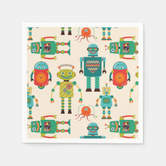 Guardanapo De Papel Padrão de retrorobôs coloridos
