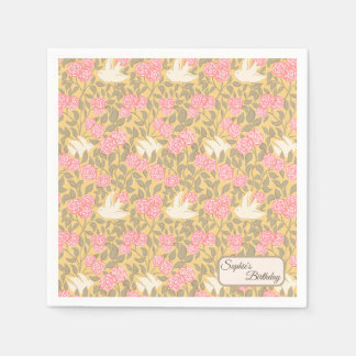 Guardanapo De Papel Padrão de Roda Floral Rosa Pastel