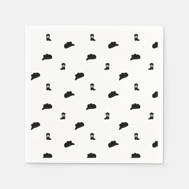 Guardanapo De Papel Padrão de Rodeio Moderno Negro e Branco (Frente)