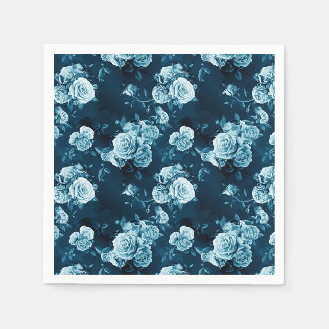 Guardanapo De Papel Padrão de Rosa azul clássico (Frente)