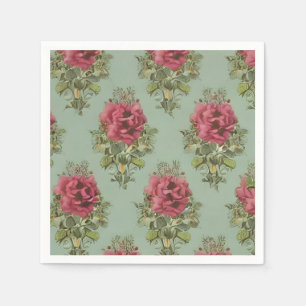 Guardanapo De Papel Padrão de Rosa vermelha Victoriana Elegante