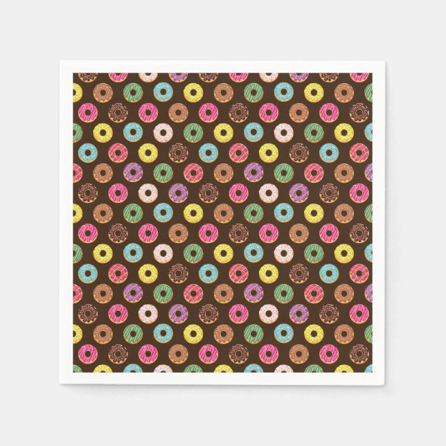 Guardanapo De Papel Padrão De Rosquinha Colorida No Chocolate (Frente)
