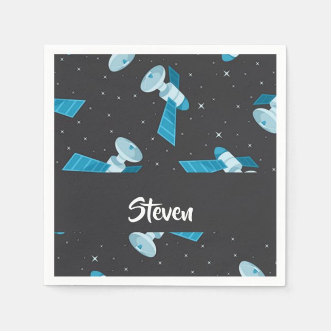 Guardanapo De Papel Padrão de satélite do espaço azul (Frente)