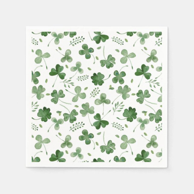 Guardanapo De Papel Padrão de Shamrock de Mola Aquosa (Frente)