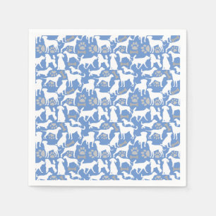 Guardanapo De Papel Padrão de silhueta de cachorro.White.03 fundo Lblu