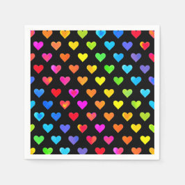 Guardanapo De Papel Padrão de Stripe do Coração Arco-Íris Colorido