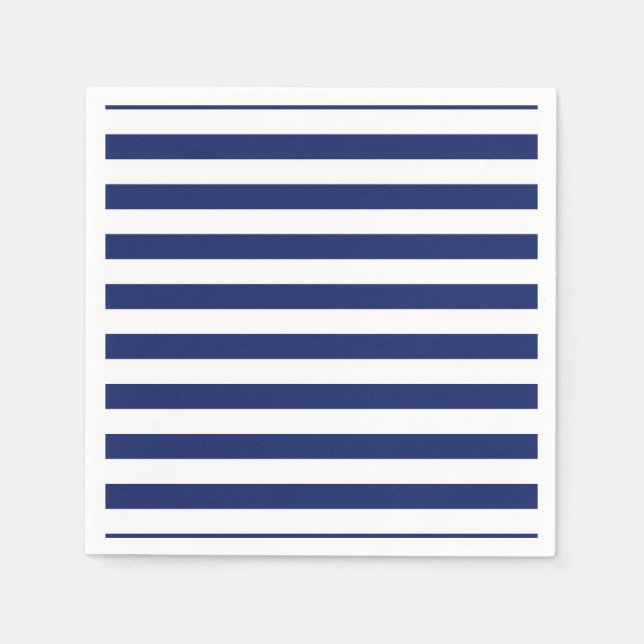 Guardanapo De Papel Padrão de Stripe marinho Azul e Branco (Frente)