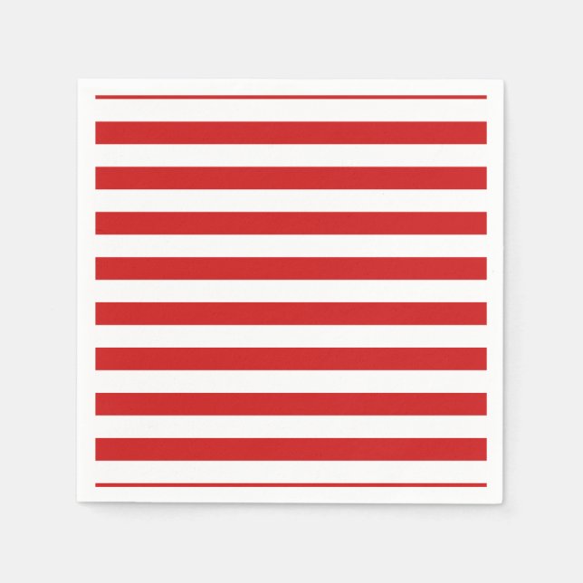 Guardanapo De Papel Padrão de Stripe Vermelha e Branca (Frente)
