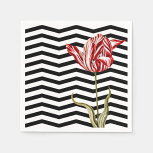 Guardanapo De Papel Padrão de Stripes de Chevron Botânico Tulip