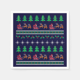 Guardanapo De Papel Padrão de suéter natalino em azul Marinho