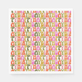 Guardanapo De Papel Padrão de Texto de Aniversário Feliz e Colorido