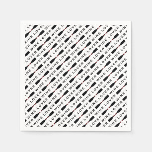 Guardanapo De Papel Padrão de Tipografia do Vinho Negro e Branco
