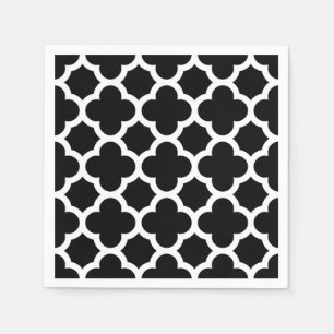 Guardanapo De Papel Padrão de Trellis Retrópica Chic Preto-Cinto